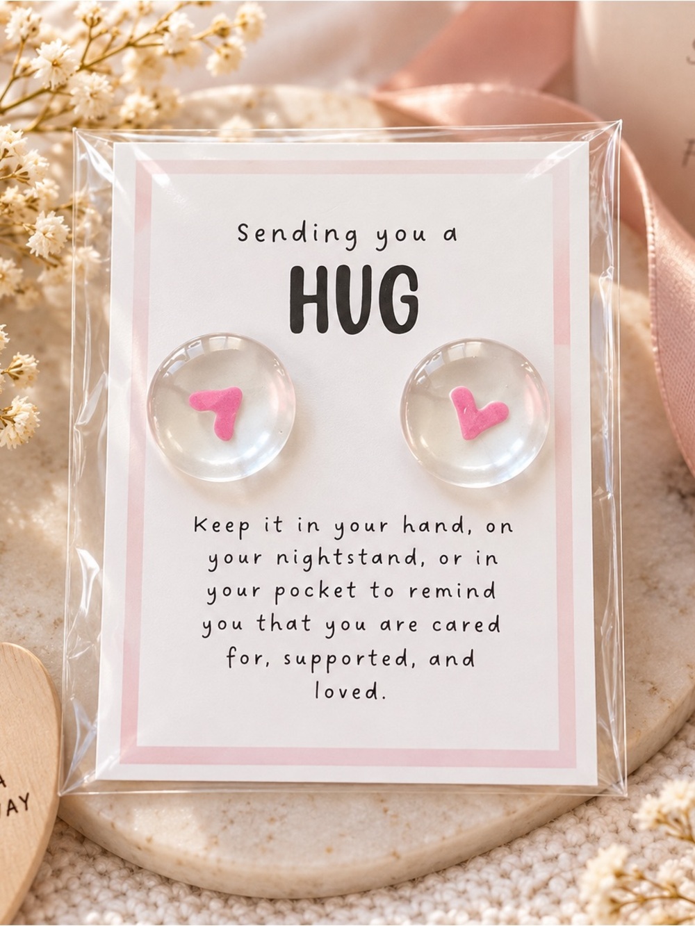 Sending You a Hug Pink Heart Pocket Token Set by